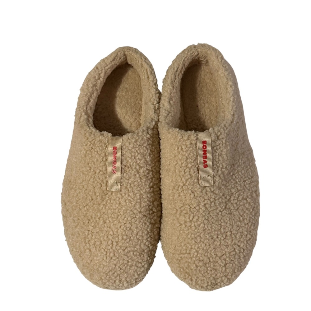 Bombas Sunday Slippers Tan Sherpa Fleece Slip On House Shoes Womens Size 10